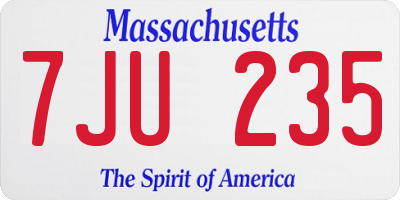 MA license plate 7JU235