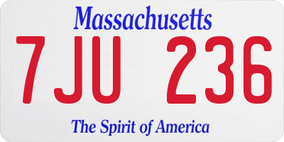 MA license plate 7JU236