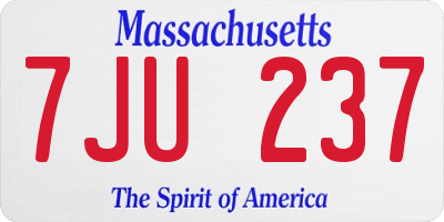 MA license plate 7JU237