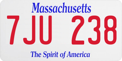 MA license plate 7JU238
