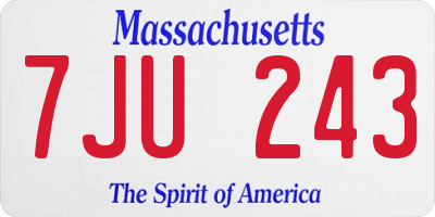 MA license plate 7JU243