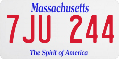 MA license plate 7JU244