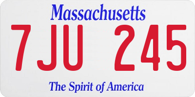 MA license plate 7JU245