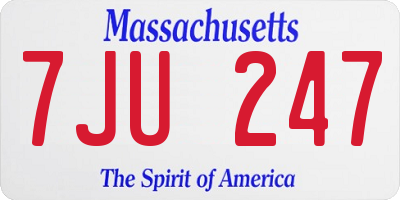 MA license plate 7JU247