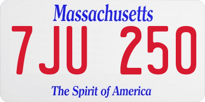 MA license plate 7JU250