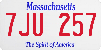 MA license plate 7JU257