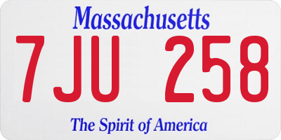 MA license plate 7JU258