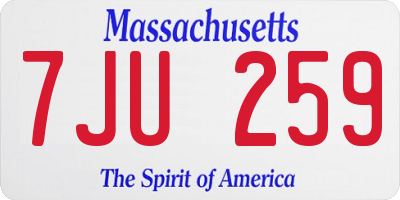MA license plate 7JU259