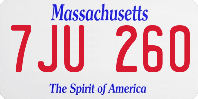 MA license plate 7JU260