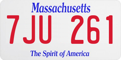 MA license plate 7JU261