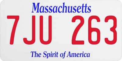 MA license plate 7JU263