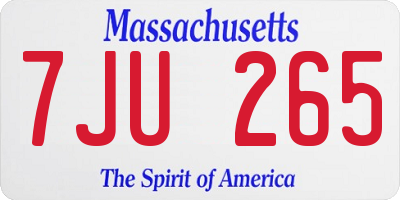 MA license plate 7JU265