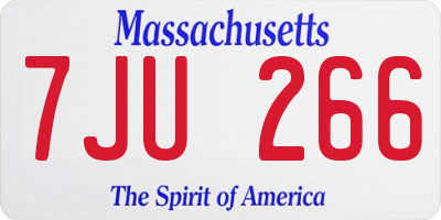 MA license plate 7JU266