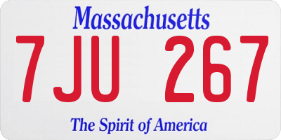 MA license plate 7JU267