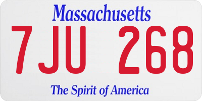 MA license plate 7JU268