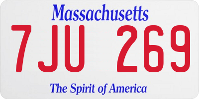 MA license plate 7JU269