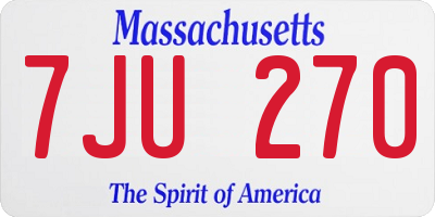 MA license plate 7JU270