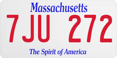 MA license plate 7JU272