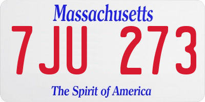 MA license plate 7JU273