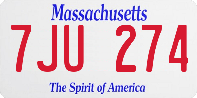 MA license plate 7JU274