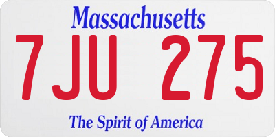 MA license plate 7JU275