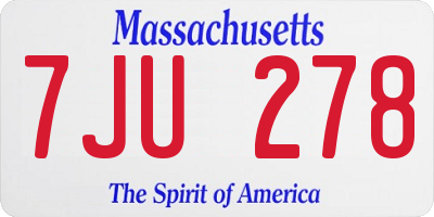 MA license plate 7JU278