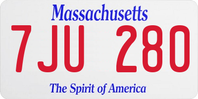 MA license plate 7JU280