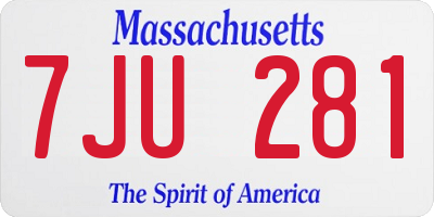 MA license plate 7JU281
