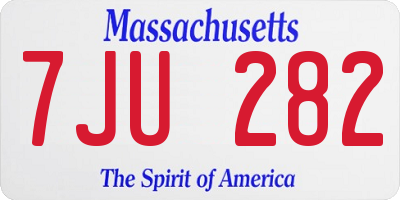 MA license plate 7JU282