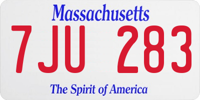 MA license plate 7JU283