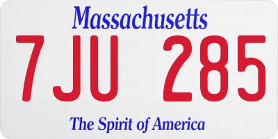 MA license plate 7JU285