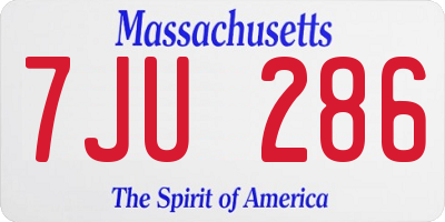 MA license plate 7JU286