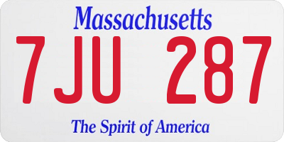 MA license plate 7JU287
