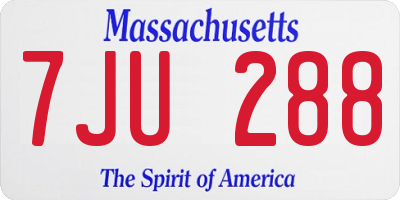 MA license plate 7JU288
