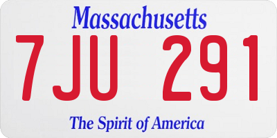 MA license plate 7JU291
