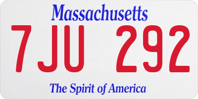 MA license plate 7JU292