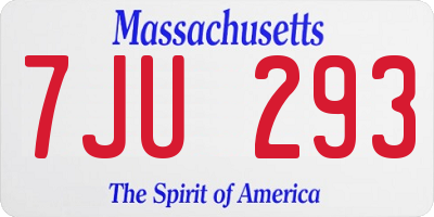 MA license plate 7JU293