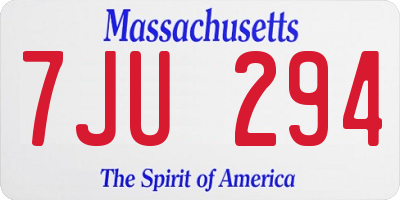 MA license plate 7JU294