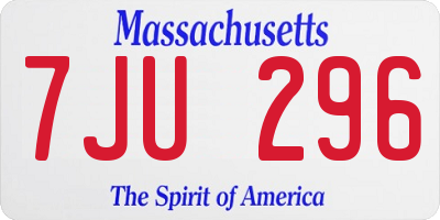MA license plate 7JU296
