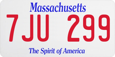 MA license plate 7JU299
