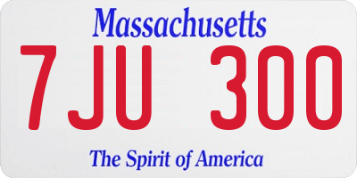 MA license plate 7JU300