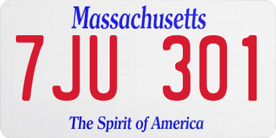 MA license plate 7JU301