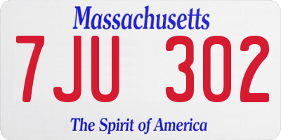 MA license plate 7JU302