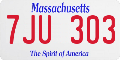 MA license plate 7JU303
