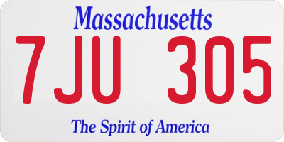 MA license plate 7JU305
