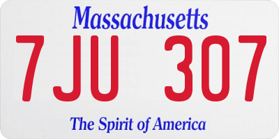 MA license plate 7JU307