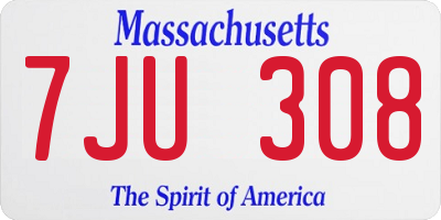 MA license plate 7JU308