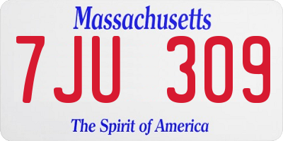 MA license plate 7JU309