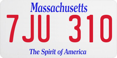 MA license plate 7JU310