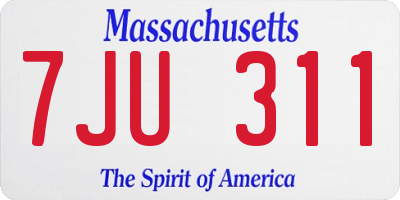 MA license plate 7JU311